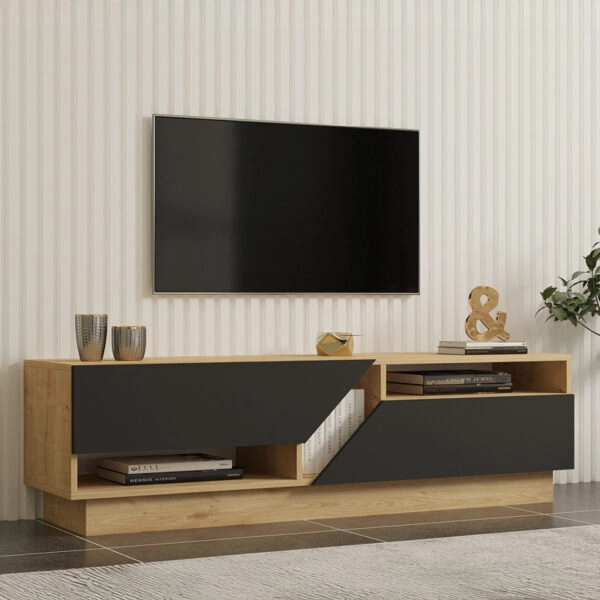 Έπιπλο τηλεόρασης Cogo  σε oak- ανθρακί απόχρωση 160x40x45εκ