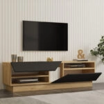 Έπιπλο τηλεόρασης Cogo  σε oak- ανθρακί απόχρωση 160x40x45εκ