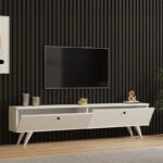 Έπιπλο τηλεόρασης Jate  σε λευκή απόχρωση 160x25x40εκ