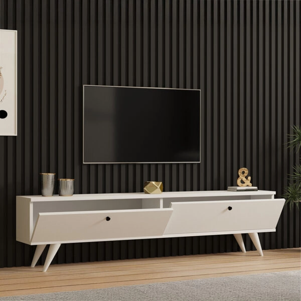 Έπιπλο τηλεόρασης Jate  σε λευκή απόχρωση 160x25x40εκ