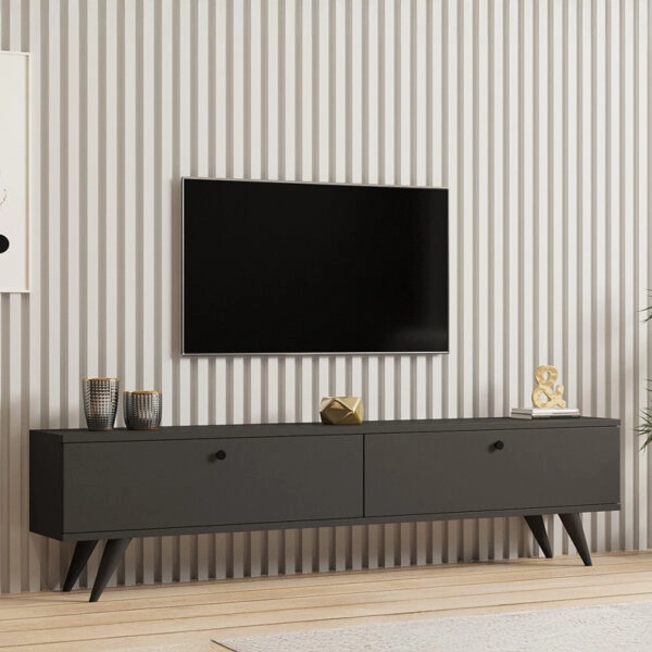 Έπιπλο τηλεόρασης Jate  σε ανθρακί απόχρωση 160x25x40εκ