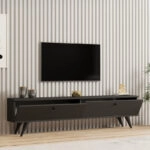 Έπιπλο τηλεόρασης Jate  σε ανθρακί απόχρωση 160x25x40εκ