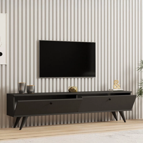 Έπιπλο τηλεόρασης Jate  σε ανθρακί απόχρωση 160x25x40εκ