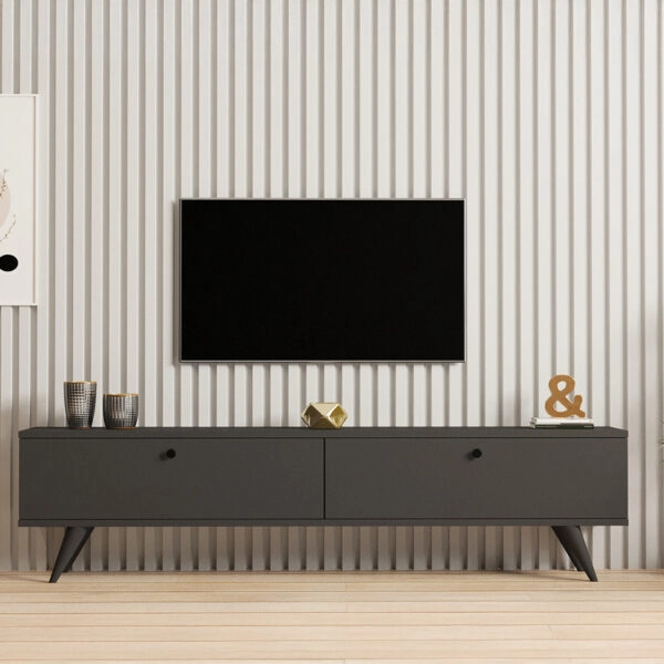 Έπιπλο τηλεόρασης Jate  σε ανθρακί απόχρωση 160x25x40εκ