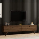 Έπιπλο τηλεόρασης Jate  σε καρυδί απόχρωση 160x25x40εκ