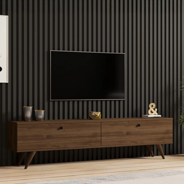 Έπιπλο τηλεόρασης Jate  σε καρυδί απόχρωση 160x25x40εκ