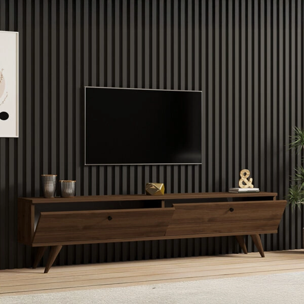 Έπιπλο τηλεόρασης Jate  σε καρυδί απόχρωση 160x25x40εκ