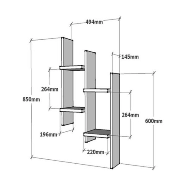 Ραφιέρα τοίχου Tabal  σε λευκή απόχρωση 49.4x14.5x85εκ