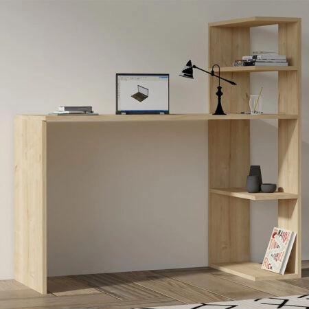Γραφείο με βιβλιοθήκη Mergo  σε oak απόχρωση 121x51x75εκ
