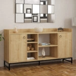 Μπουφές Delta σε oak απόχρωση με μαύρα μεταλλικά πόδια 160x40x85εκ