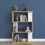 Βιβλιοθήκη Kadu  σε oak-λευκή απόχρωση  72x22x108εκ
