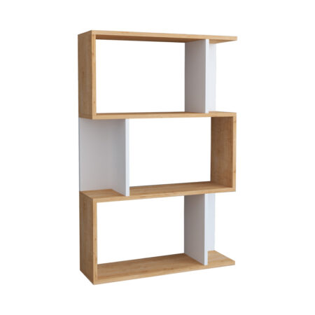 Βιβλιοθήκη Kadu  σε oak-λευκή απόχρωση  72x22x108εκ