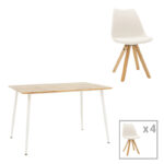 Τραπεζαρία Cuba-Caron  σετ 5τεμ sonoma-λευκό 120x80x75εκ