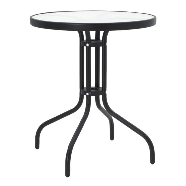 Τραπεζαρία Watson-Sussie σετ 3τεμ μέταλλο μαύρο-γυαλί Φ60x70εκ