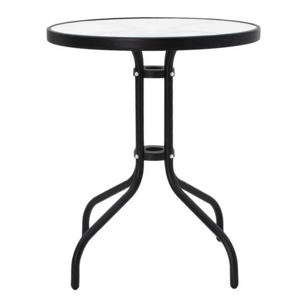 Τραπεζαρία Watson-Sussie σετ 3τεμ μέταλλο μαύρο-γυαλί Φ60x70εκ