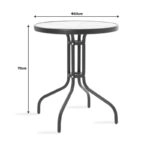 Τραπεζαρία Watson-Sussie σετ 3τεμ μέταλλο μαύρο-γυαλί Φ60x70εκ