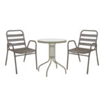 Τραπεζαρία Watson-Sussie σετ 3τεμ μέταλλο σαμπανιζέ-γυαλί Φ60x70εκ