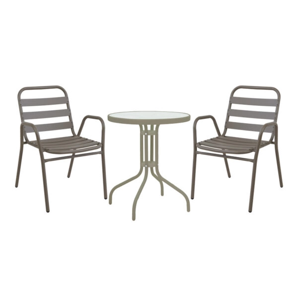 Τραπεζαρία Watson-Sussie σετ 3τεμ μέταλλο σαμπανιζέ-γυαλί Φ60x70εκ