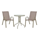 Τραπεζαρία Calan-Watson σετ 3τεμ μέταλλο σαμπανιζέ-γυαλί Φ60x70εκ