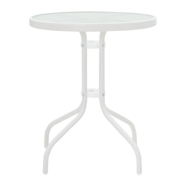 Τραπεζαρία Watson-Sussie σετ 3τεμ μέταλλο λευκό-γυαλί Φ60x70εκ