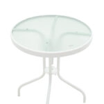 Τραπεζαρία Watson-Sussie σετ 3τεμ μέταλλο λευκό-γυαλί Φ60x70εκ