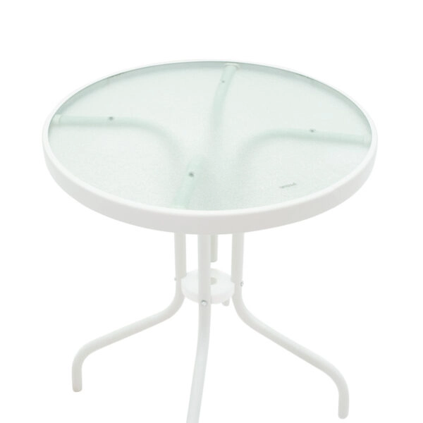 Τραπεζαρία Watson-Sussie σετ 3τεμ μέταλλο λευκό-γυαλί Φ60x70εκ