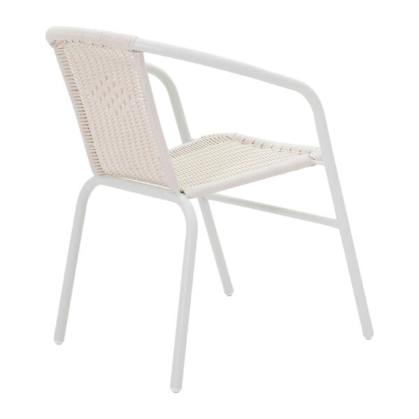 Τραπεζαρία Watson-Obbi σετ 3τεμ μέταλλο λευκό- γυαλί 70x70x70εκ