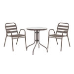 Τραπεζαρία Watson-Sussie σετ 3τεμ μέταλλο καφέ-γυαλί Φ60x70εκ