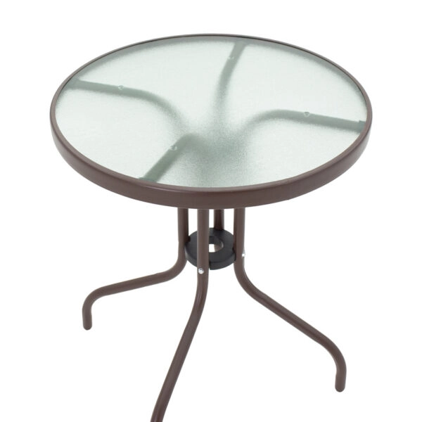 Τραπεζαρία Watson-Sussie σετ 3τεμ μέταλλο καφέ-γυαλί Φ60x70εκ