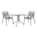 Τραπεζαρία Watson-Sussie σετ 3τεμ μέταλλο καφέ-γυαλί 60x60x70εκ