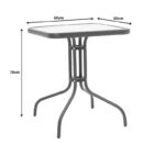 Τραπεζαρία Watson-Sussie σετ 3τεμ μέταλλο καφέ-γυαλί 60x60x70εκ