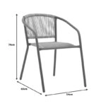 Tραπεζαρία Watson-Lindaria  σετ 3τεμ μέταλλο ανθρακί-γυαλί Φ60x70εκ