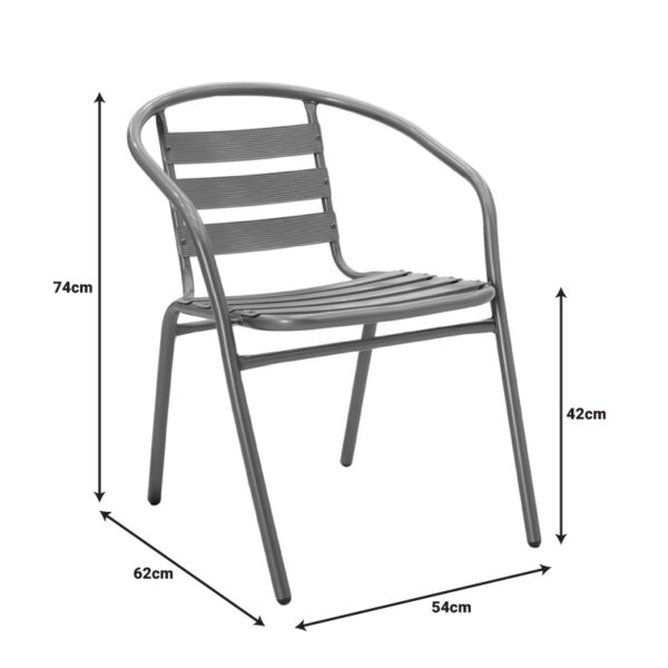 Τραπεζαρία Watson-Tade  3τεμ μέταλλο ανθρακί-γυαλί 70x70x70εκ