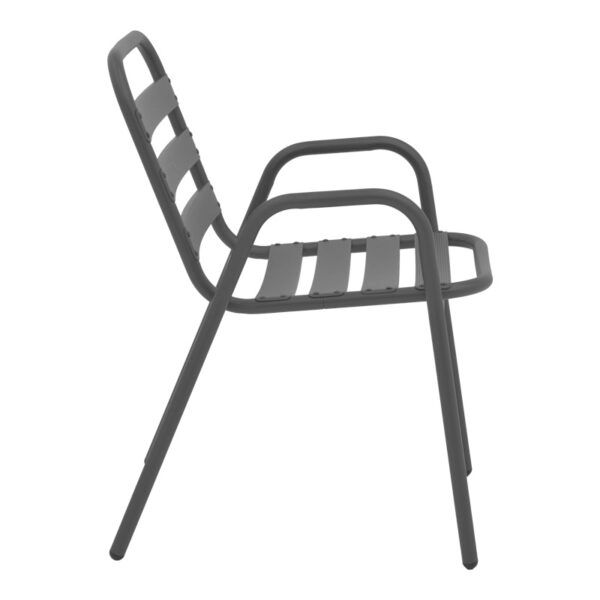 Τραπεζαρία Watson-Sussie  3τεμ μέταλλο ανθρακί-γυαλί 70x70x70εκ