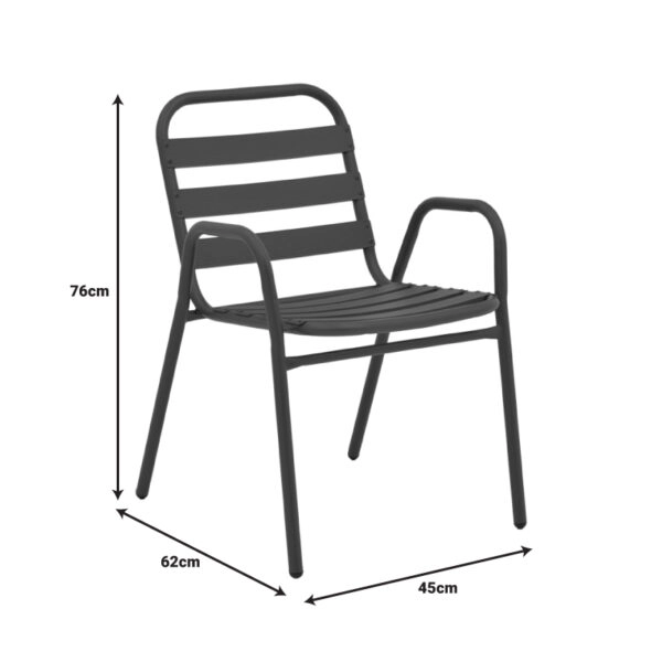 Τραπεζαρία Watson-Sussie  3τεμ μέταλλο ανθρακί-γυαλί 70x70x70εκ