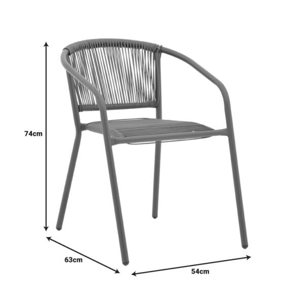 Τραπεζαρία Watson-Lindaria  3τεμ μέταλλο ανθρακί-γυαλί 70x70x70εκ