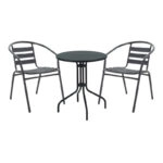 Τραπεζαρία Vergo-Tade 3τεμ μαύρο μέταλλο Φ60x70εκ