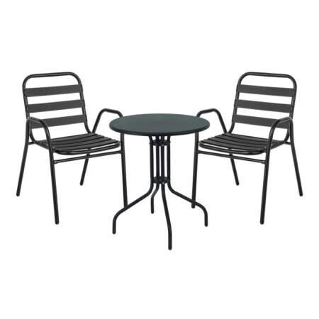 Τραπεζαρία Vergo-Sussie  3τεμ μαύρο μέταλλο Φ60x70εκ