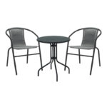 Τραπεζαρία Vergo-Obbi  3τεμ μαύρο μέταλλο Φ60x70εκ