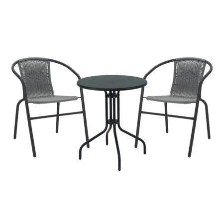 Τραπεζαρία Vergo-Obbi  3τεμ μαύρο μέταλλο Φ60x70εκ