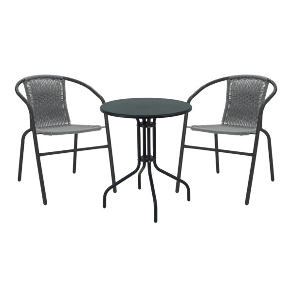 Τραπεζαρία Vergo-Obbi  3τεμ μαύρο μέταλλο Φ60x70εκ