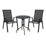 Τραπεζαρία Vergo-Calan  3τεμ μαύρο μέταλλο Φ60x70εκ