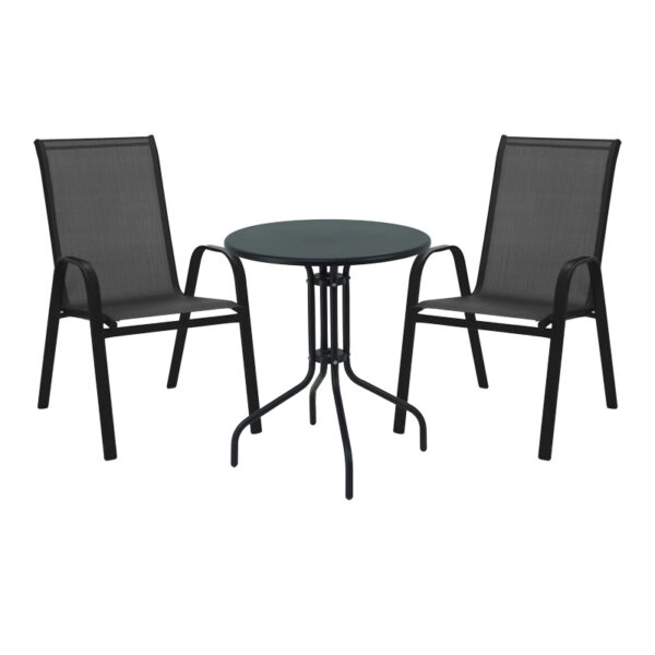 Τραπεζαρία Vergo-Calan  3τεμ μαύρο μέταλλο Φ60x70εκ