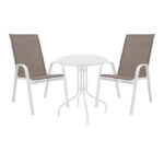 Τραπεζαρία Vergo-Calan  3τεμ λευκό μέταλλο Φ60x70εκ