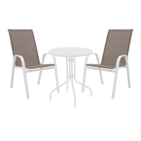 Τραπεζαρία Vergo-Calan  3τεμ λευκό μέταλλο Φ60x70εκ