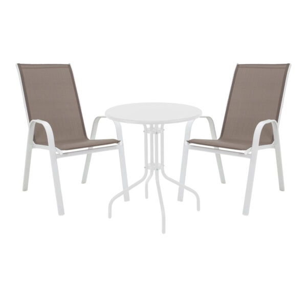 Τραπεζαρία Vergo-Calan  3τεμ λευκό μέταλλο Φ60x70εκ