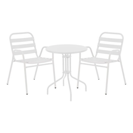 Τραπεζαρία Vergo-Sussie  σετ 3τεμ λευκό μέταλλο Φ60x70εκ