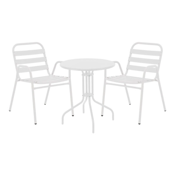 Τραπεζαρία Vergo-Sussie  σετ 3τεμ λευκό μέταλλο Φ60x70εκ