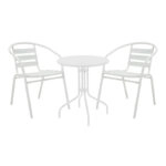 Τραπεζαρία Vergo-Tade  σετ 3τεμ λευκό μέταλλο Φ60x70εκ