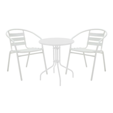 Τραπεζαρία Vergo-Tade  σετ 3τεμ λευκό μέταλλο Φ60x70εκ